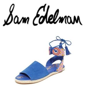 Sam Edelman Shae Suede Beaded Flat Espadrilles NWOT